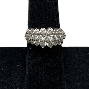 3/$20 4/$15 Sterling Silver Cluster CZ Band Ring Size 7.5